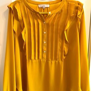 Yellow Gold sheer top by Loft size M